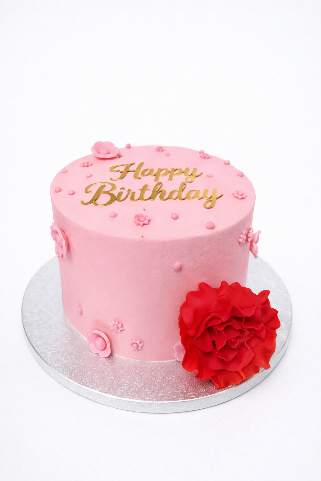 Elegant Pink Celebration Cake with Rose- 3 Layer 8 inch cake